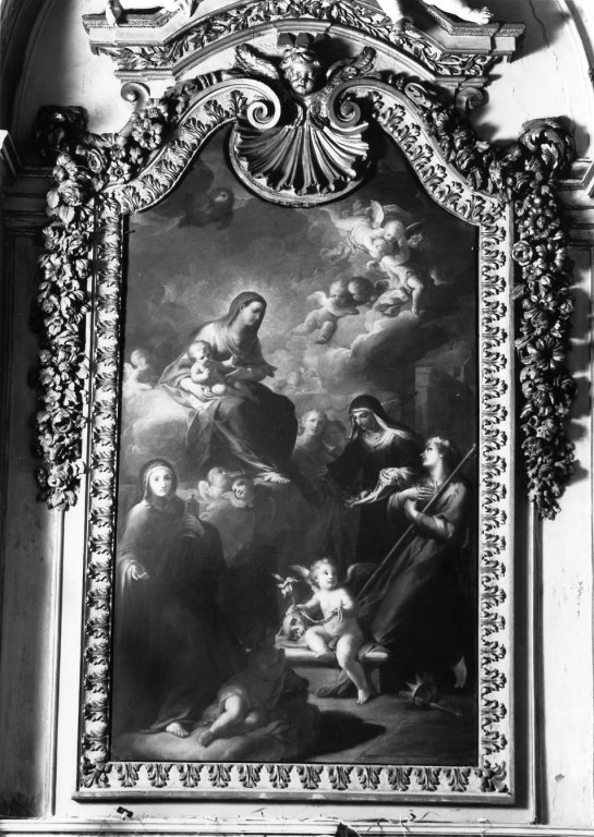 Madonna con Bambino e le Sante Chiara d'Assisi, Rosa e Rosalia (pala d'